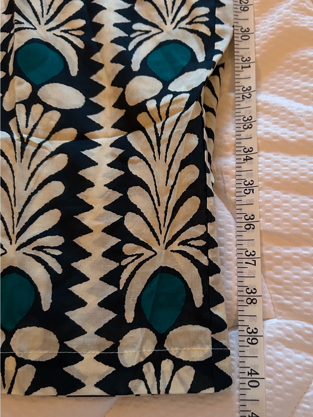 Wide Leg Printed Pants in Teal and Cream - Picture 4 of 6